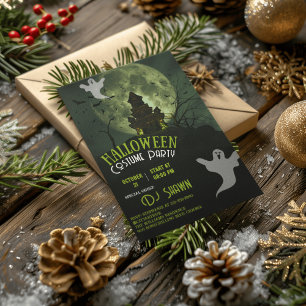 Green Illustrative Modern Spooky Grunge Halloween Invitation