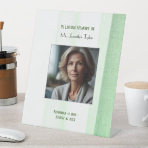 Green In loving Memory Elegant Funeral Memorial Pedestal Sign