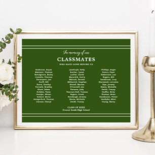 Green In Memory Of Classmates School Reunion Poster