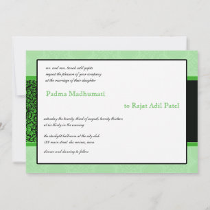 Green Indian Floral Ornament Wedding Invitation