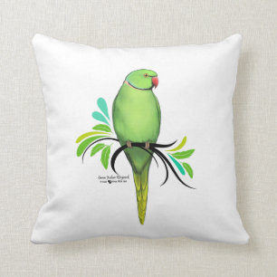 Green Indian Ringneck Parrot Cushion