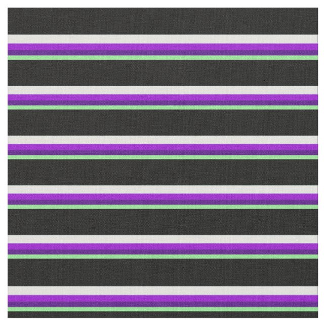 Green, Indigo, Dark Violet, Light Cyan & Black Fabric (Close Up)
