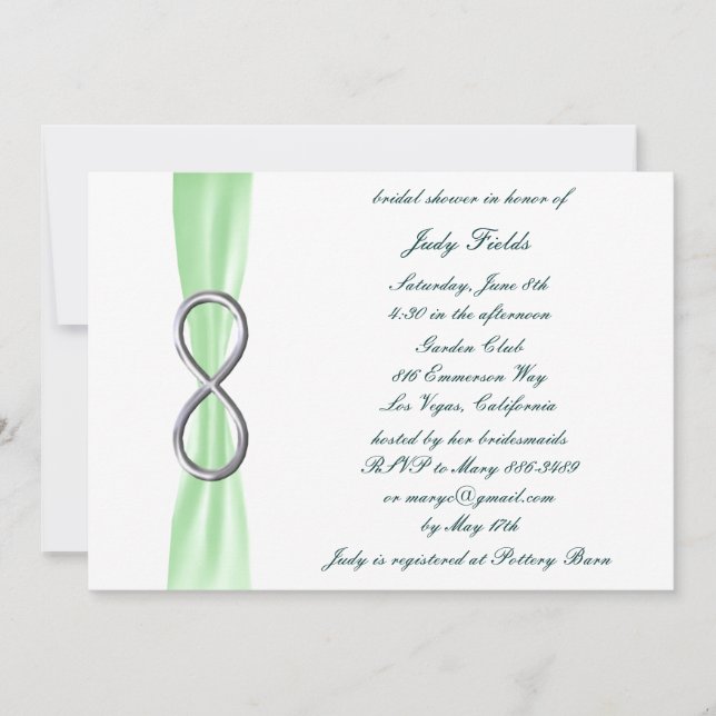 Green Infinity Bridal Shower Invitation (Front)