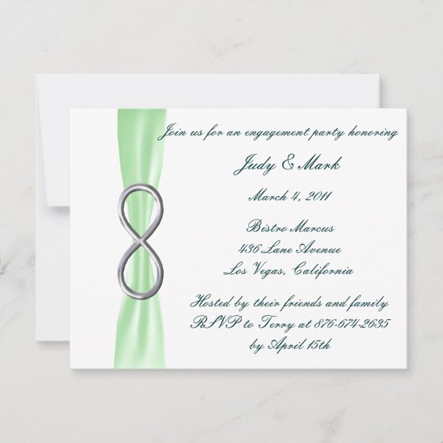 Green Infinity Wedding Engagement Party Invitation (Front)