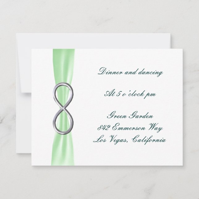 Green Infinity Wedding Reception Card (Front)