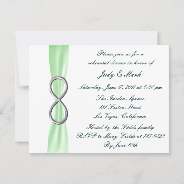 Green Infinity Wedding Rehearsal Dinner Invitation (Front)