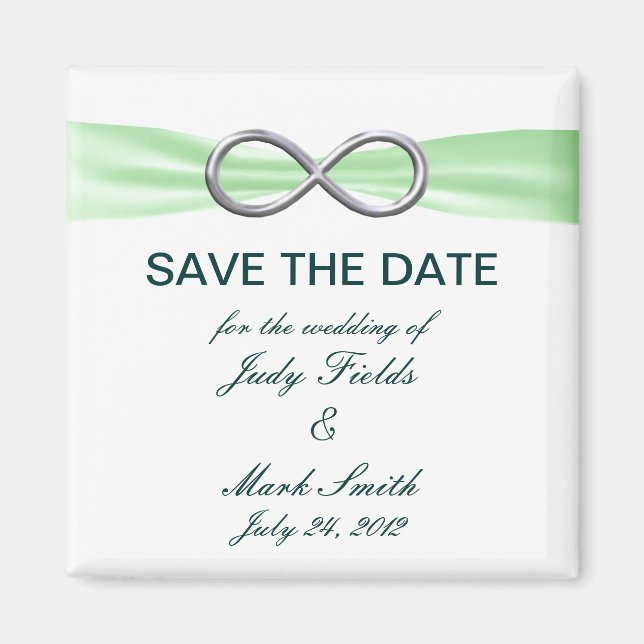 Green Infinity Wedding Save The Date Magnet (Front)