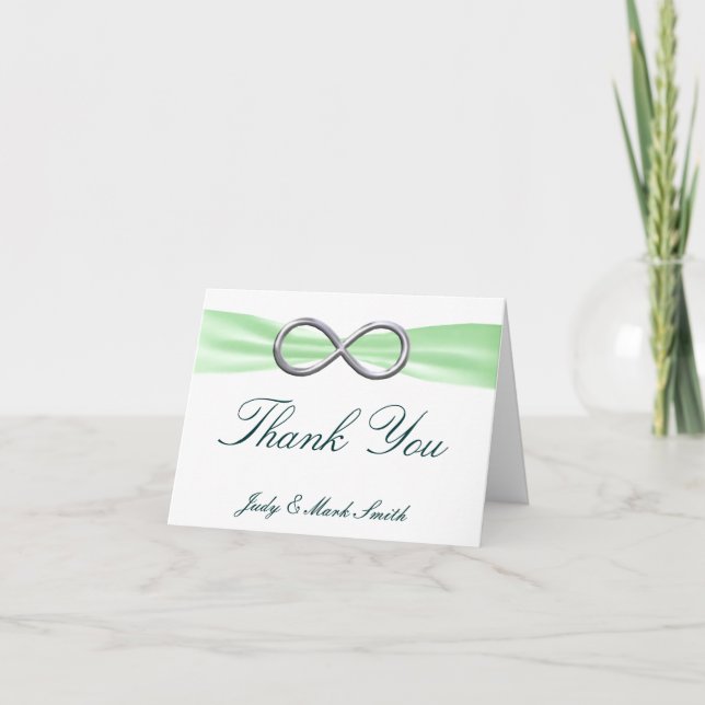 Green Infinity Wedding Thank You Card (Front)