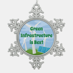 Green Infrastructure is Bes Snowflake Pewter Christmas Ornament