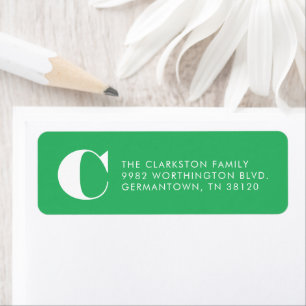 Green initial holiday return address