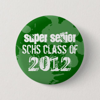Green ink splatter school senior class of grunge 6 cm round badge