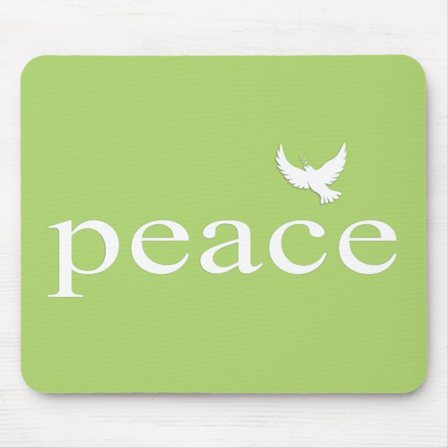Green Inspirational Peace Quote Mouse Mat (Front)