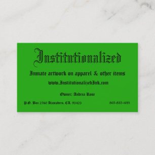 green, Institutionalised, Inmate artwork on app... Business Card