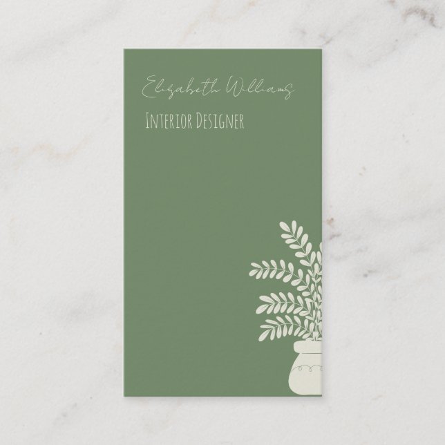 Green Interior Designer Vertical Business Cards (Front)