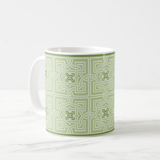 Green Interlaced Blocks Coffee Mug (Front Left)