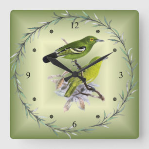 Green Iora ~ J. Keulemans Dutch Bird Illustrator ~ Square Wall Clock