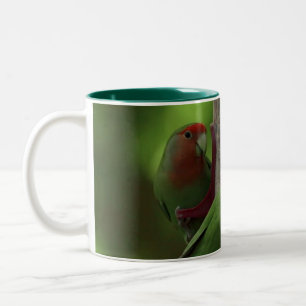 green_iphone bird Two-Tone coffee mug