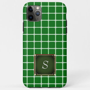 Green iPhone case Square Pattern Monogram