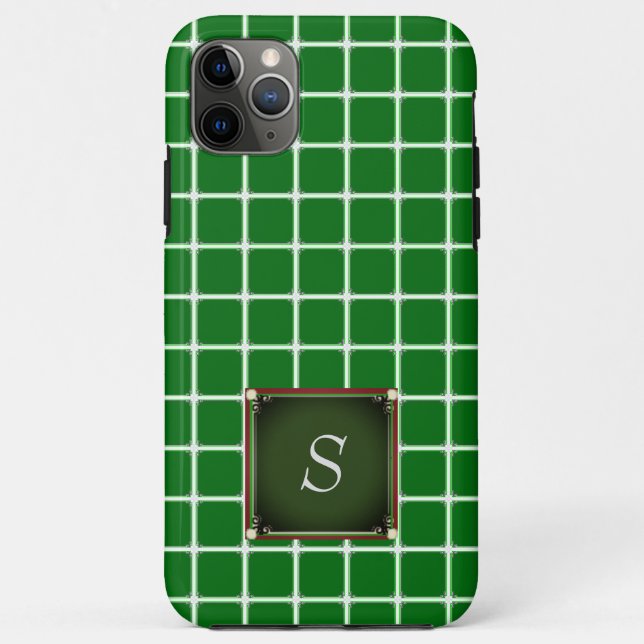Green iPhone case Square Pattern Monogram (Back)