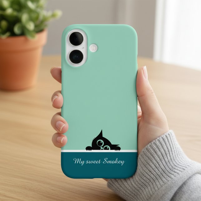 Green iPhone Case with Cute Kitten Design (Creator Uploaded)