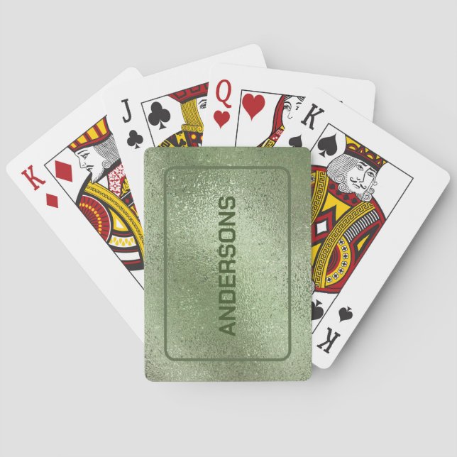Green iridescent shimmering texture playing cards (Back)