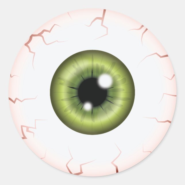 Green Iris Eyeball Scary Bloodshot Halloween Eye Classic Round Sticker (Front)