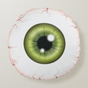 Green Iris Eyeball Scary Bloodshot Halloween Eye Round Cushion