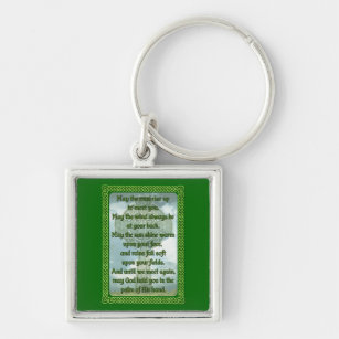 Green Irish Blessing Key Ring