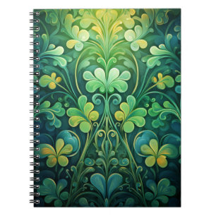 GREEN IRISH CELTIC CLOVER SHAMROCKS NOTEBOOK