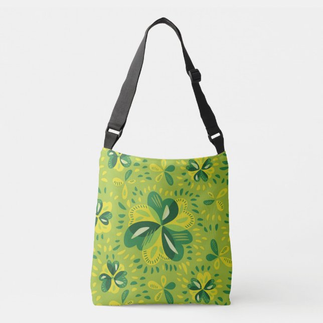 Green Irish Clover Pattern Crossbody Bag (Front)