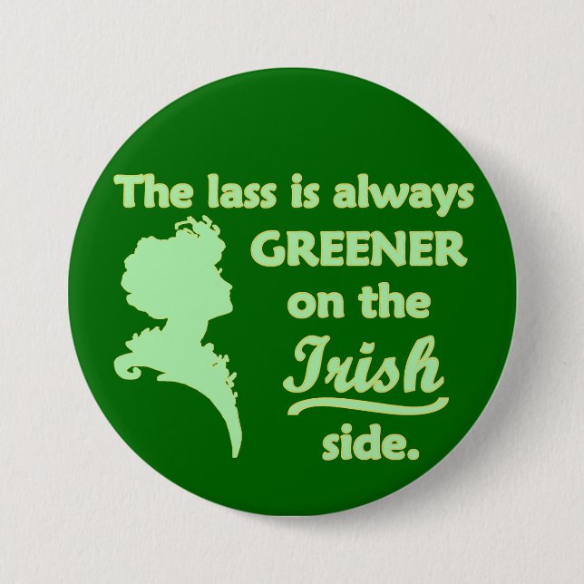 Green Irish Lass Large 7.5 Cm Round Badge (Front)