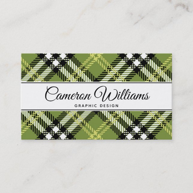 Green Irish Plaid Pattern Business Card (Front)