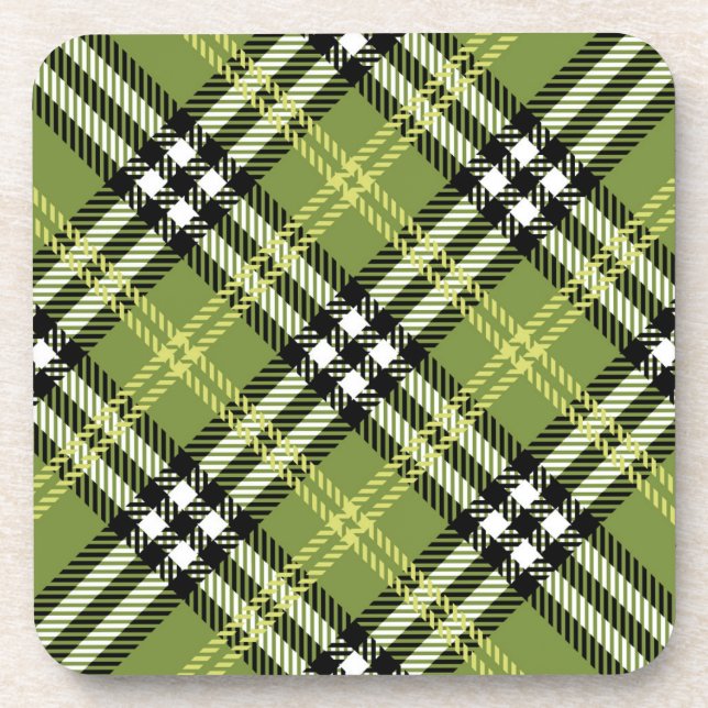 Green Irish Plaid Pattern Coaster (Front)