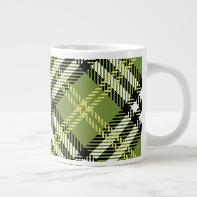 Green Irish Plaid Pattern Large Coffee Mug (Right)