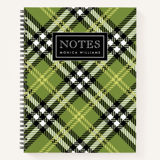 Green Irish Plaid Pattern Notebook (Front)