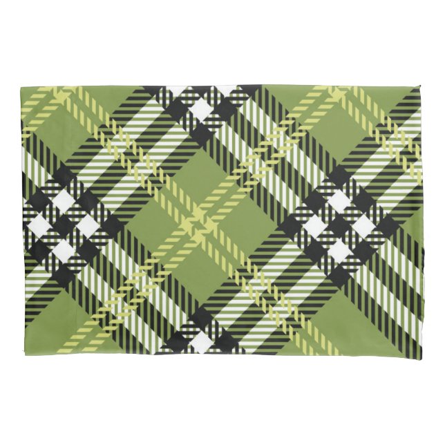 Green Irish Plaid Pattern Pillowcase (Front-Left)
