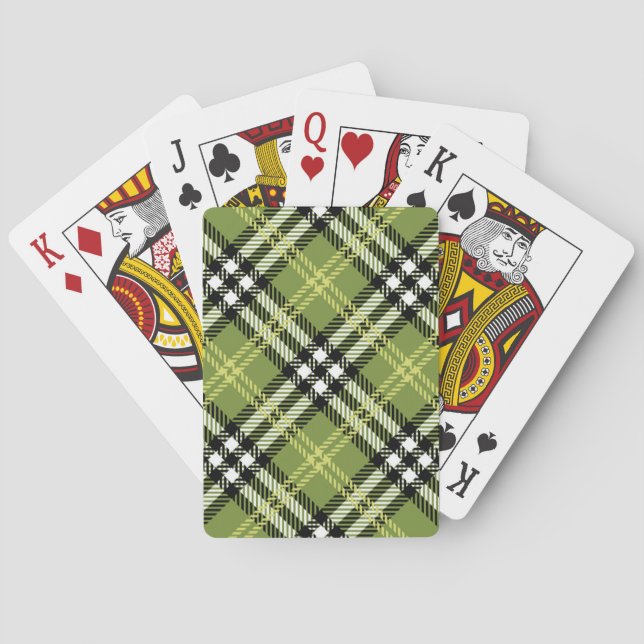Green Irish Plaid Pattern Playing Cards (Back)