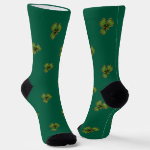 Green Irish Shamrock and Photo Custom Face Socks
