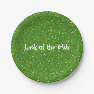 Green Irish Shamrock Background Paper Plate
