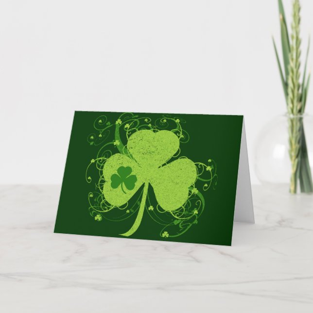 Green Irish Shamrock Card (Front)