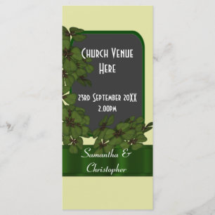 Green Irish shamrock clover wedding program Programme