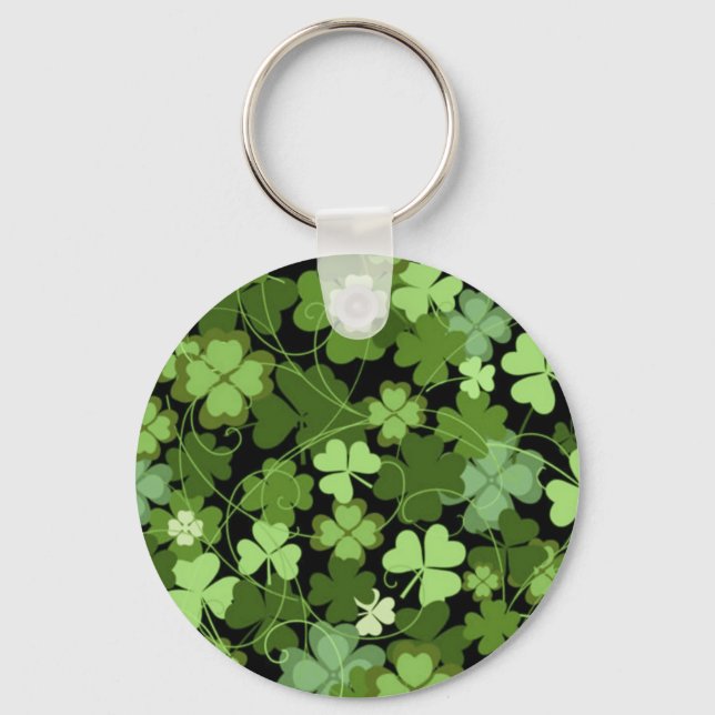 Green Irish Shamrock Key Ring (Front)