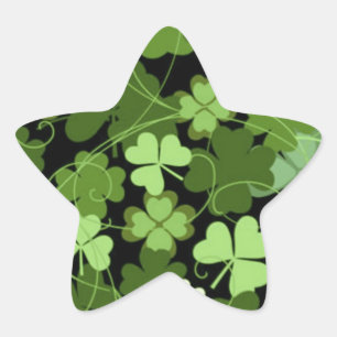 Green Irish Shamrock Star Sticker
