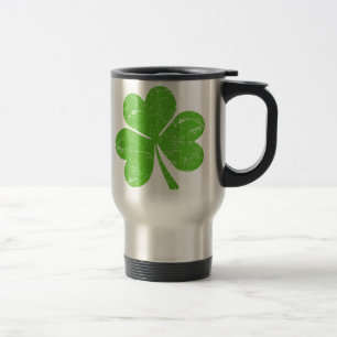 Green Irish Shamrock Travel Mug
