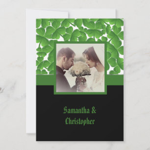Green Irish Shamrock wedding  Invitation