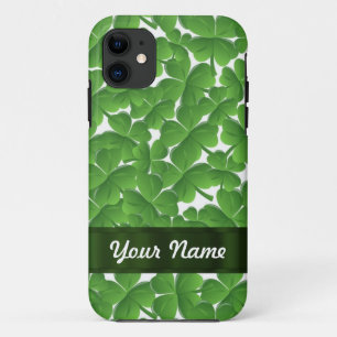 Green Irish shamrocks personalised iPhone 11 Case