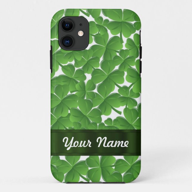 Green Irish shamrocks personalised Case-Mate iPhone Case (Back)
