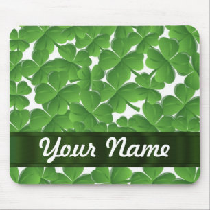 Green Irish shamrocks personalised Mouse Mat