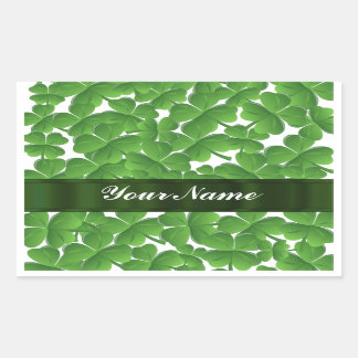 Green Irish shamrocks personalised Rectangular Sticker
