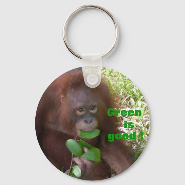 Green is Good Vegetarian Wildlife Key Ring (Front)